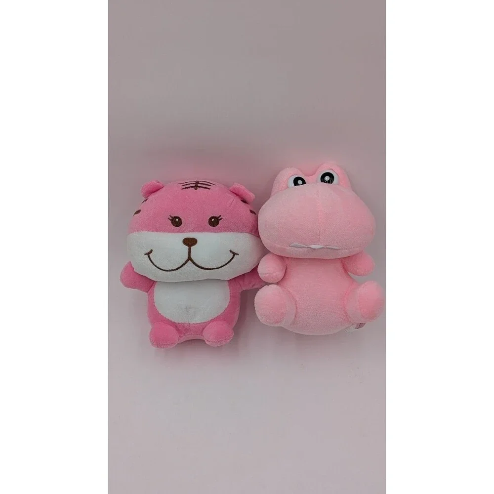 Pink Cute Adorable Tiger And Dinosaur Bundle Coast To Coast Plushies Soft Toy